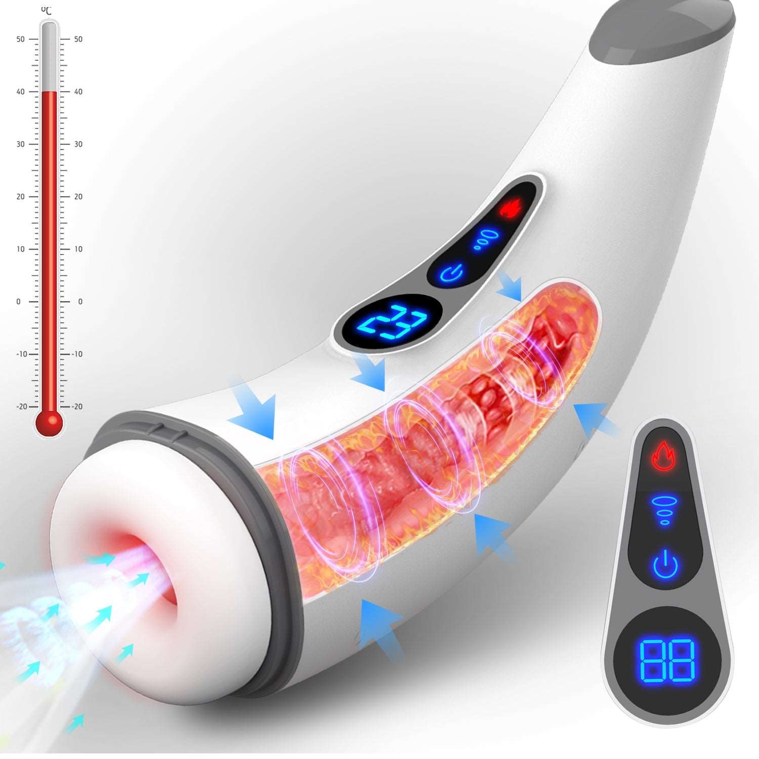 Aroselove - 007 PRO 9-Frequency Suction 9-Frequency Vibration Heating and Sound-Enabled Male Masturbator - Aroselove