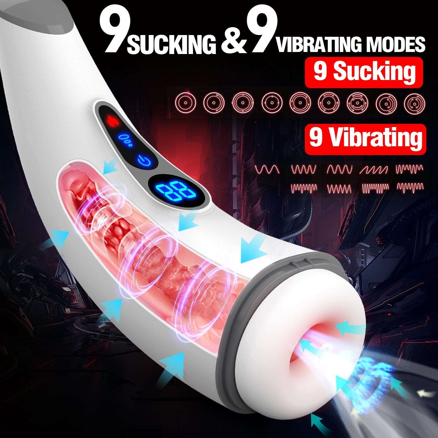 Aroselove - 007 PRO 9-Frequency Suction 9-Frequency Vibration Heating and Sound-Enabled Male Masturbator - Aroselove