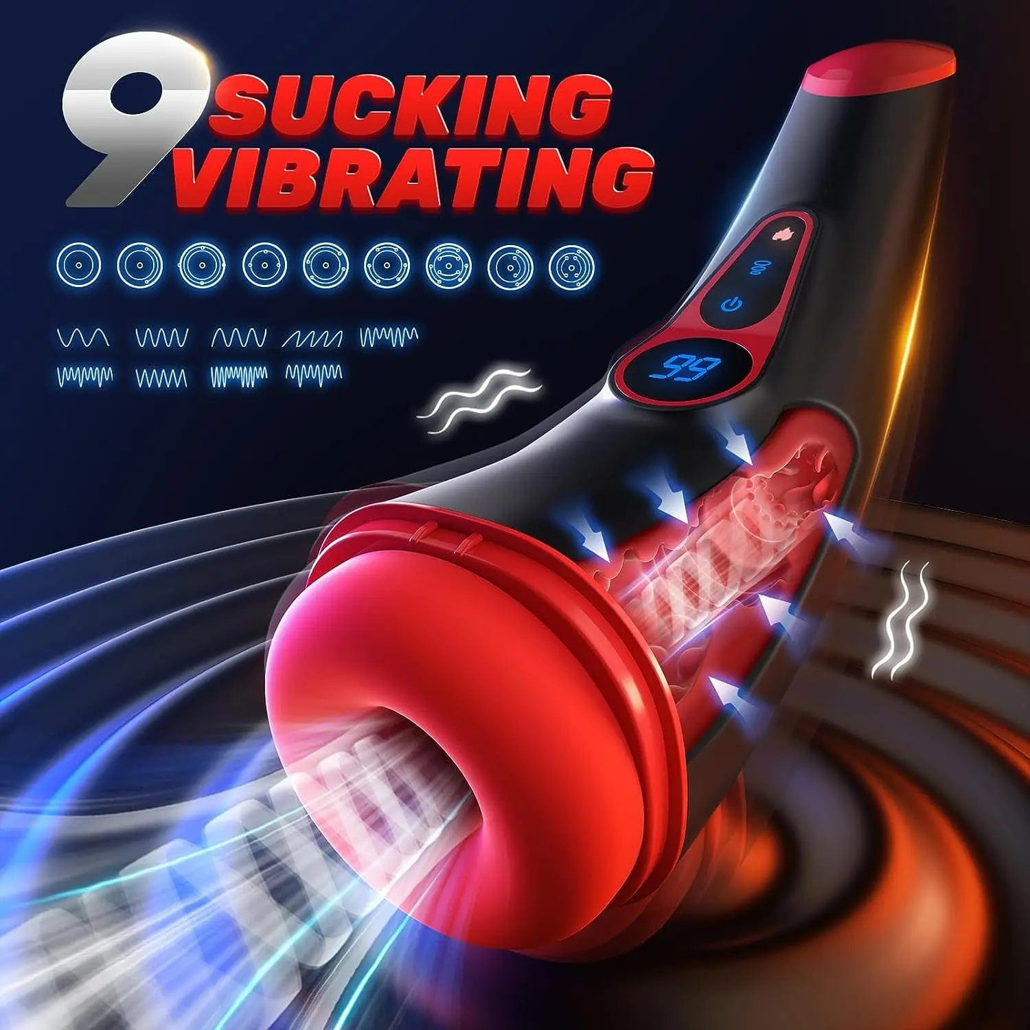 Aroselove - 9 Sucking 9 Vibrating Male Masturbator Heating Vagina Masturbation Blowjob - Aroselove
