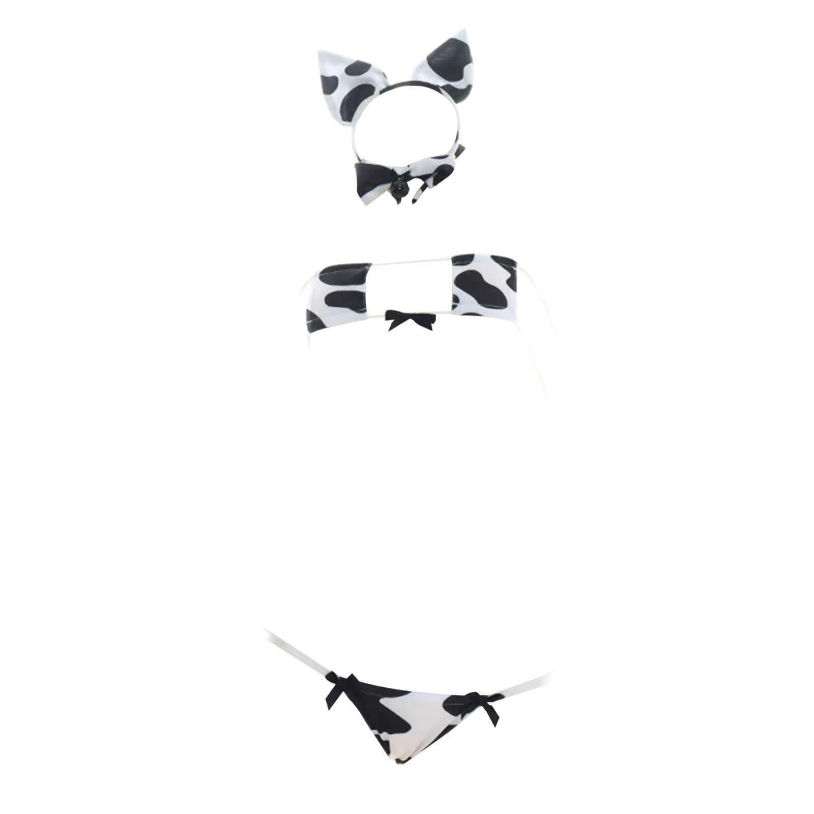 Cow Print Square Anime Lingerie Lolita Japanese Cosplay Bikini Costume Set