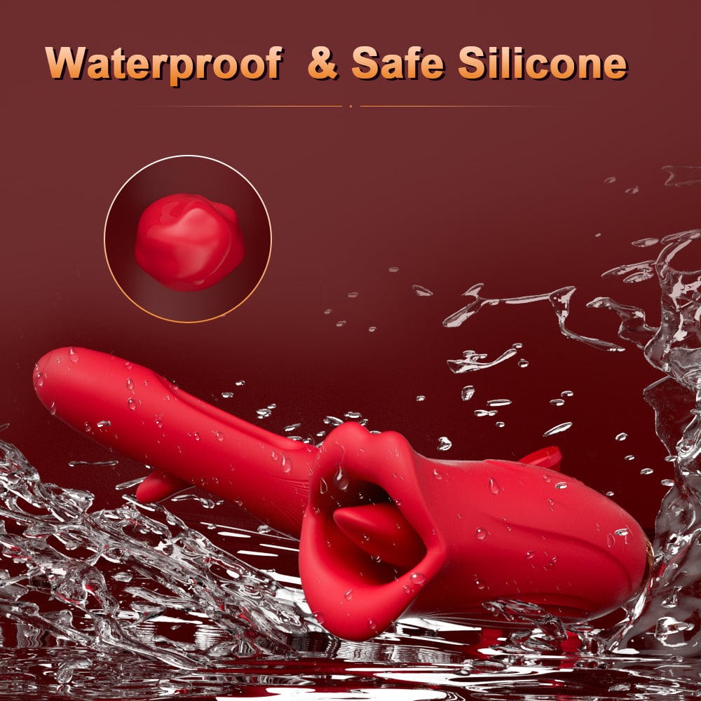 Aroselove - Rose Muncher Lip Tongue Suction Vibrator With Patting Dildo Vibrator - Aroselove