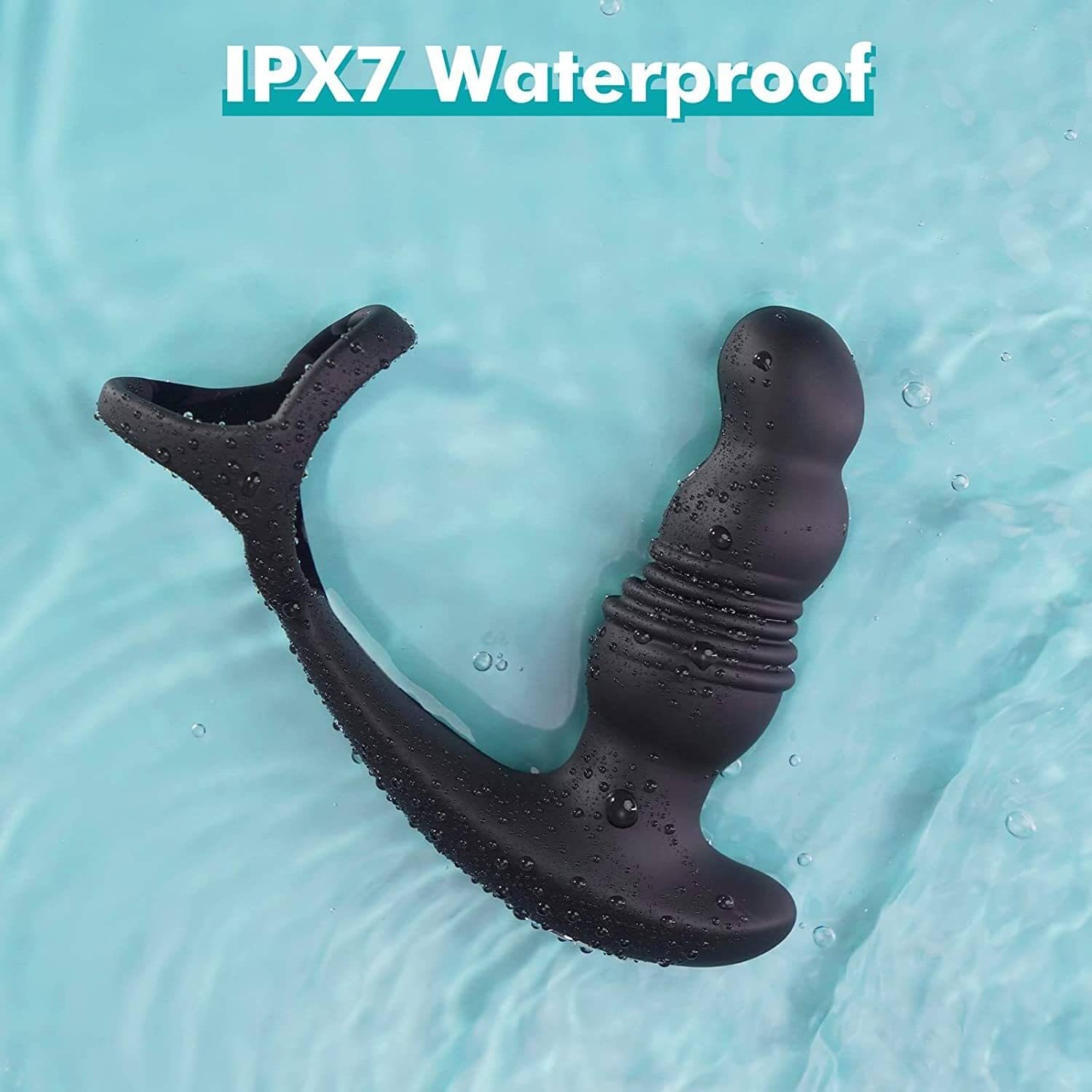 2 in 1 3 Thrusting 7 Vibrations Anal Massager with Cock Ring