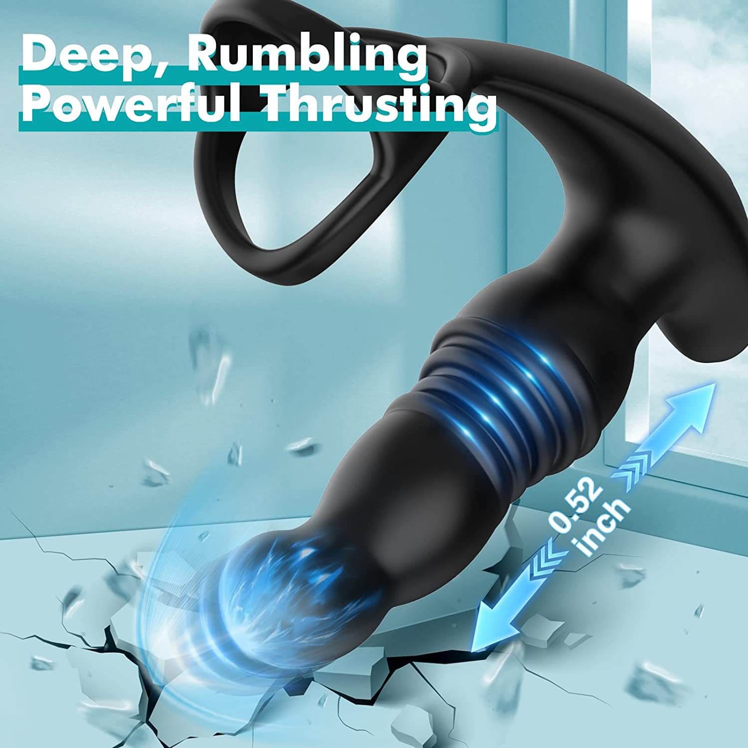 2 in 1 3 Thrusting 7 Vibrations Anal Massager with Cock Ring