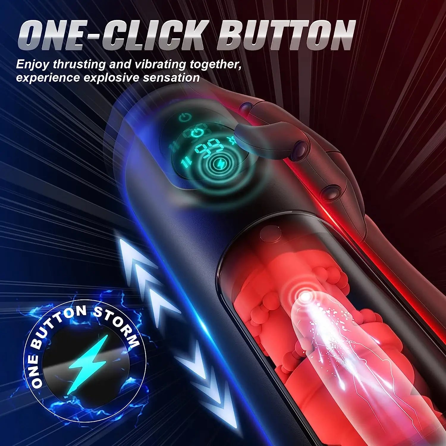 2023 New 8 Vibrating and Thrusting Modes Male Masturbators with LCD Display