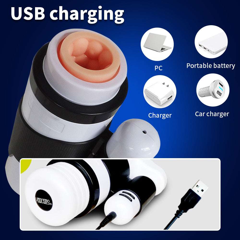 Aroselove - 12 Speeds Telescopic Vibrator Realistic Vagina Masturbator Cup For Men