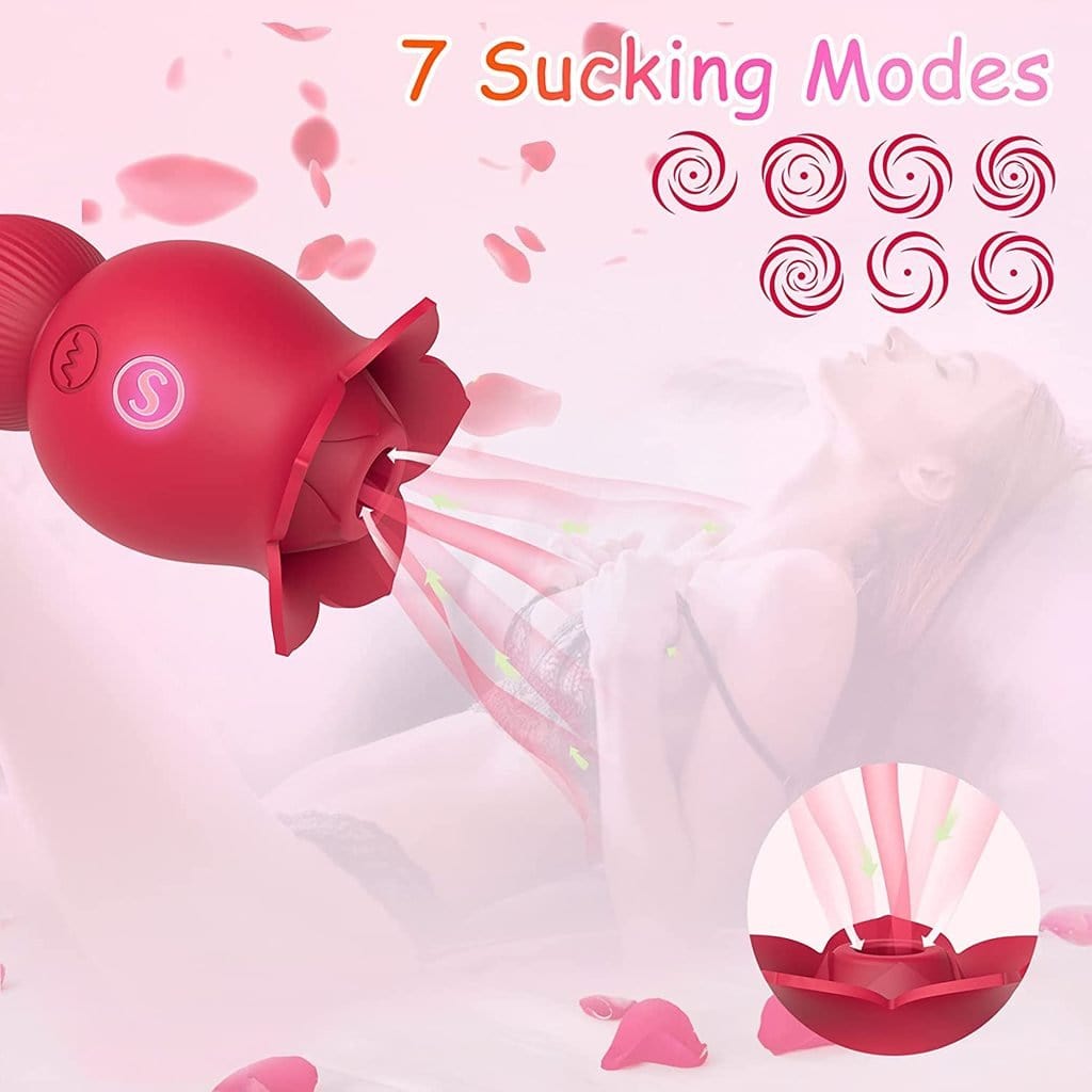 Aroselove - Rose Sucking and Tongue Vibrator 2 in 1 Rose Toy - Aroselove