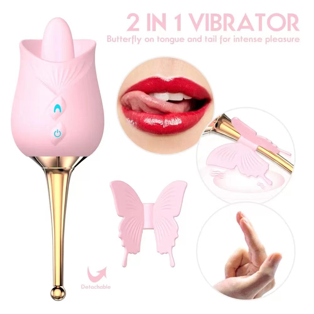 Aroselove - 10-Frequency Vibration Tongue Licking Rose Vibrator - Aroselove