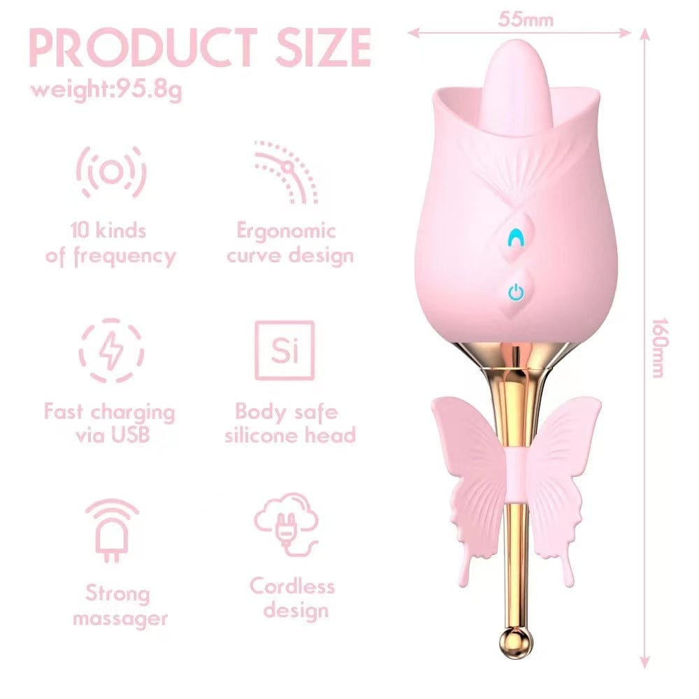 Aroselove - 10-Frequency Vibration Tongue Licking Rose Vibrator - Aroselove