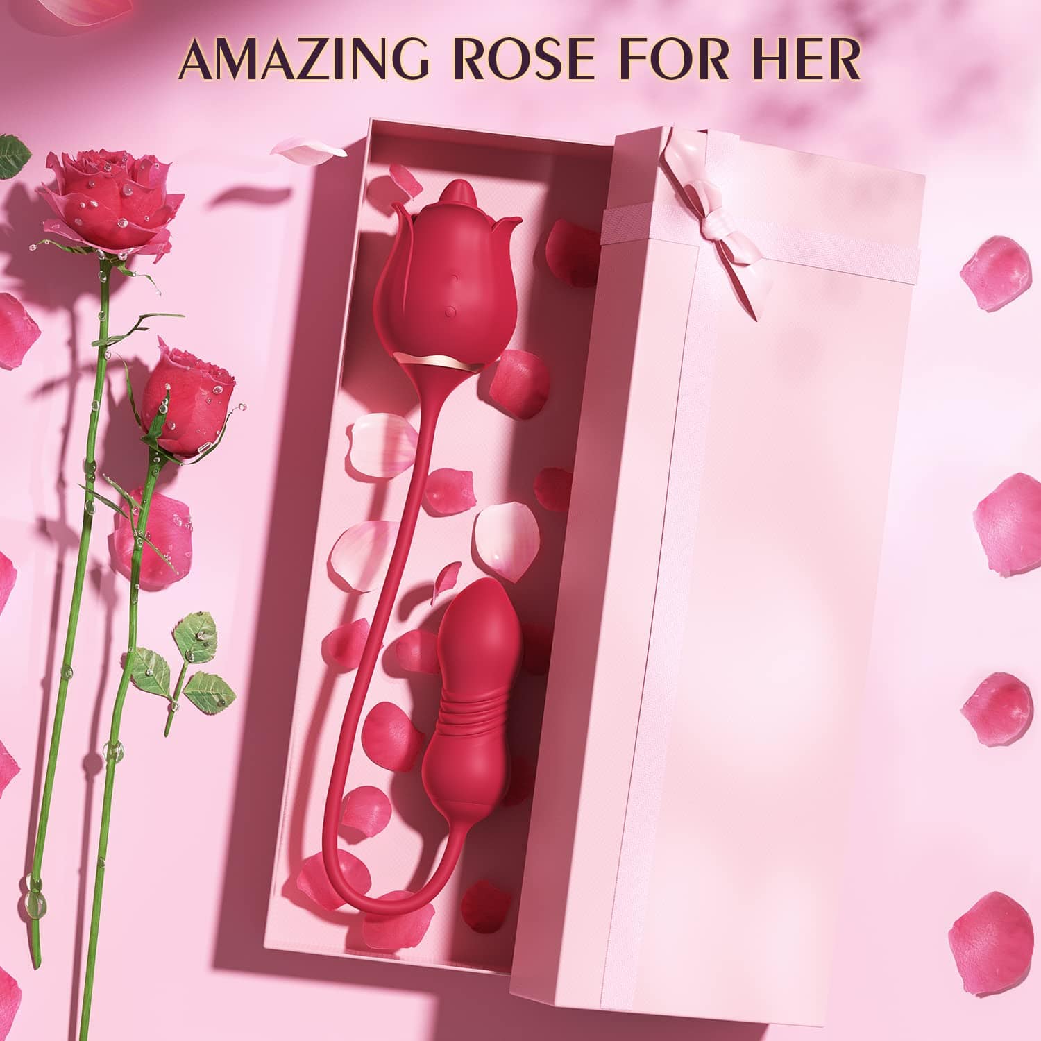Aroselove - Rose Toy Vibrator Female Telescopic Egg Jumping Tongue Licker Sex Toys - Aroselove