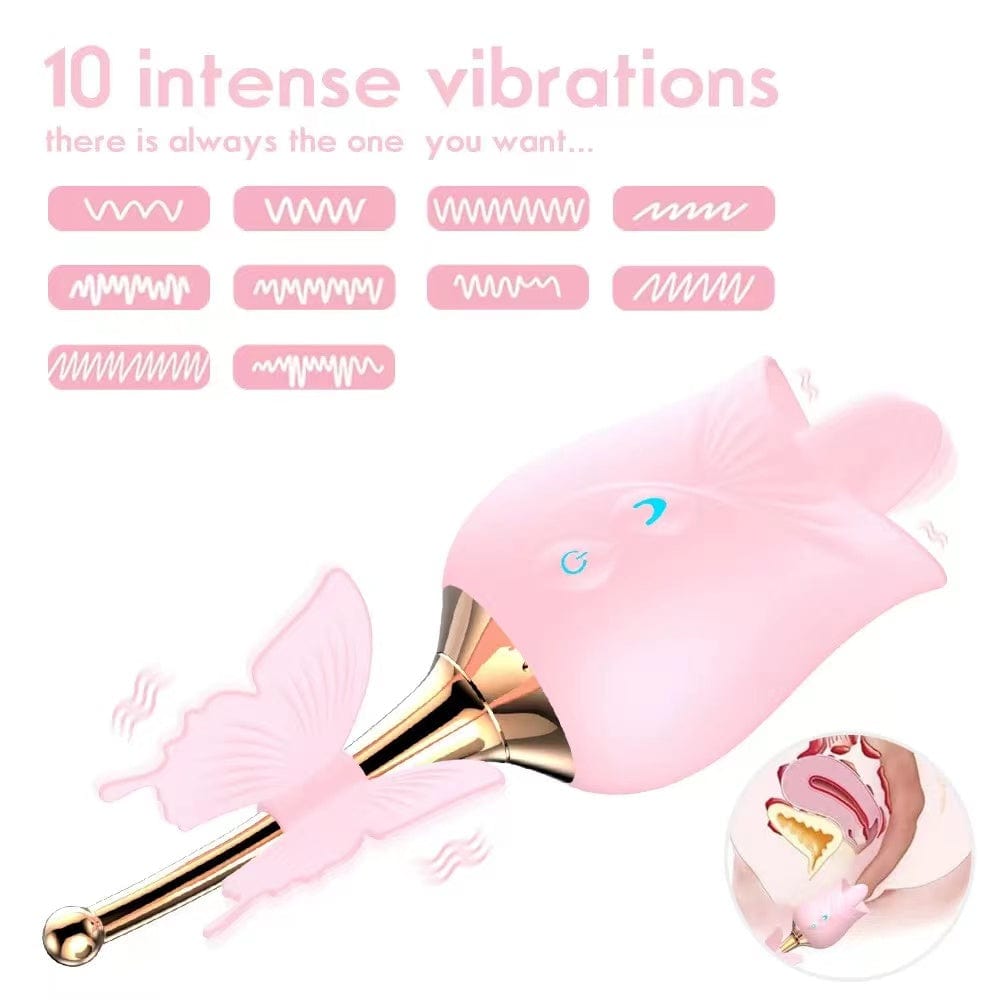 Aroselove - 10-Frequency Vibration Tongue Licking Rose Vibrator - Aroselove