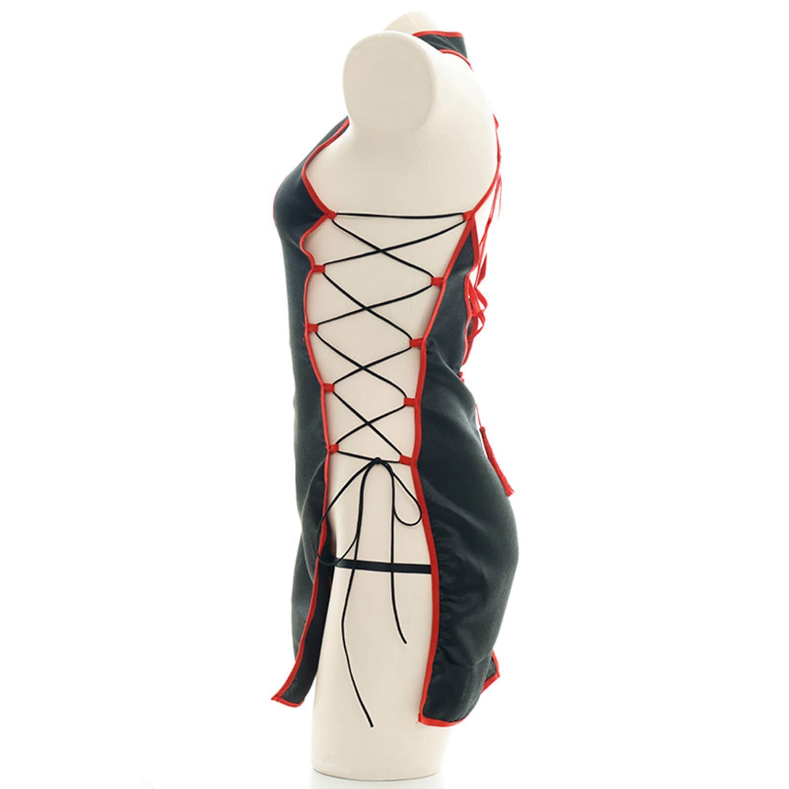 Sexy Chinese Strap Hollow Cheongsam Dress Anime Cosplay Lingerie Traditional Qipao Babydoll