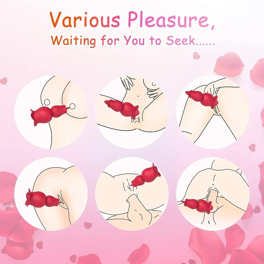 Aroselove - Rose Sucking and Tongue Vibrator 2 in 1 Rose Toy - Aroselove