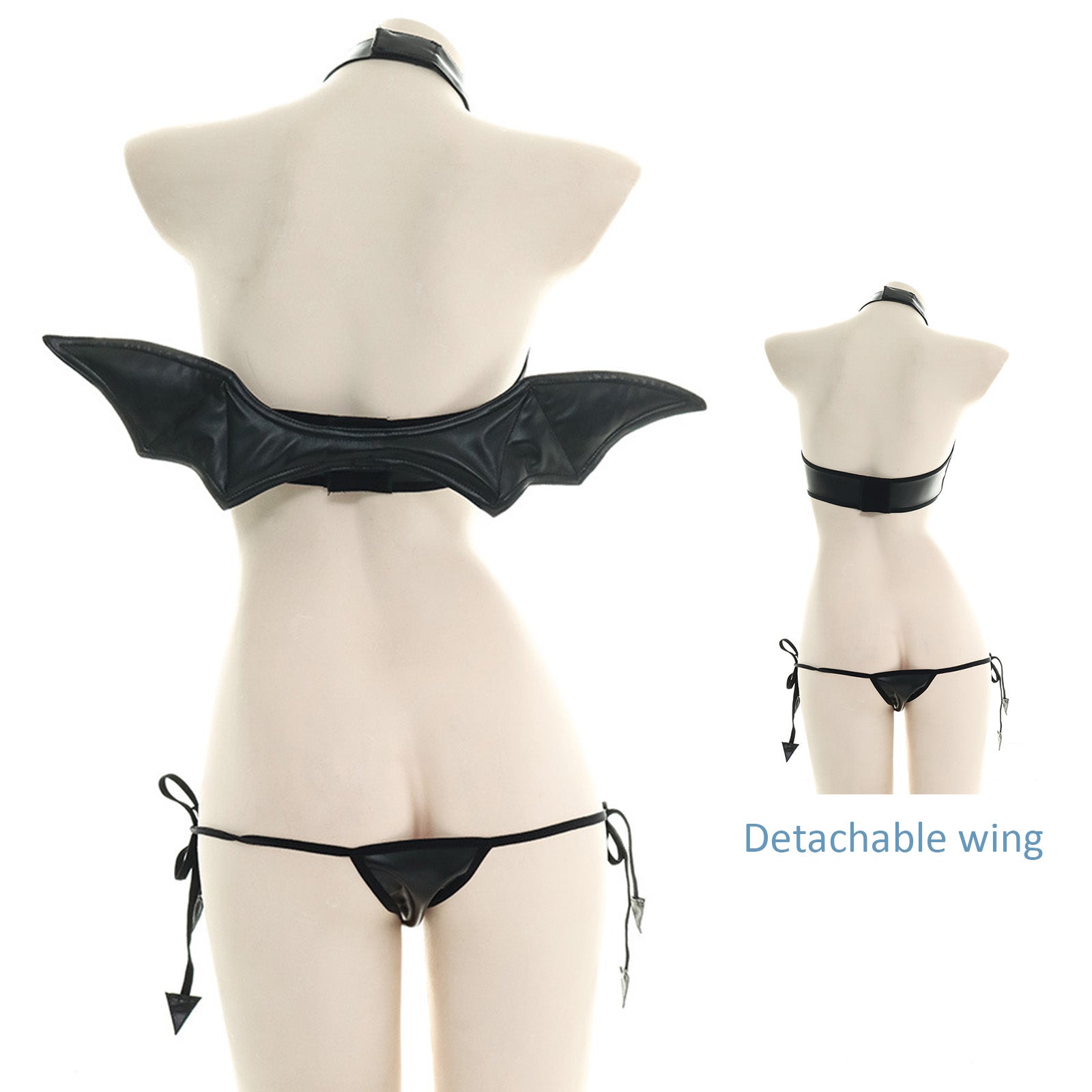 Hell Rider Succubus Lingerie Sexy Devil Latex Black Cosplay Costume
