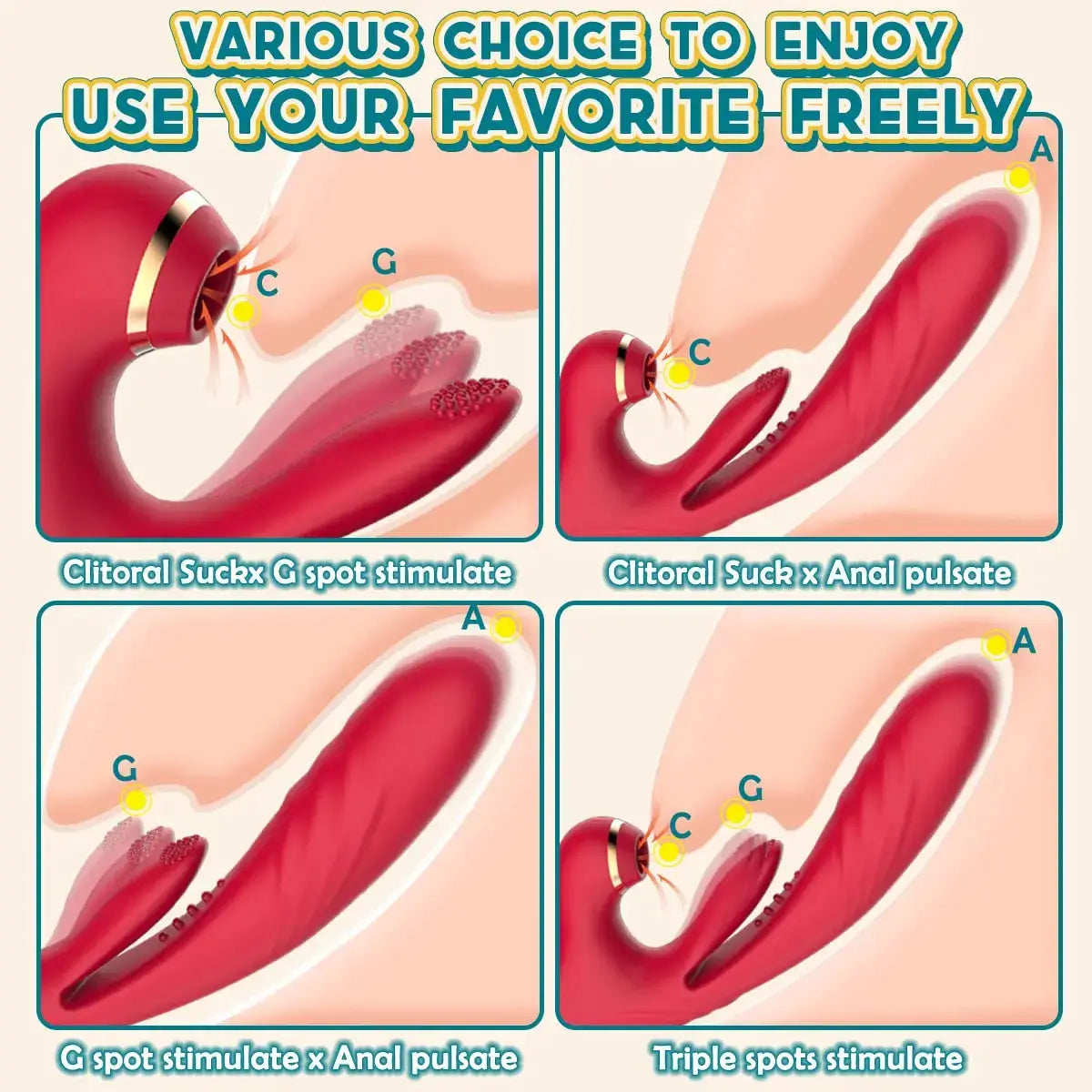 5 IN 1 Thrusting Vibrator with Licking, Vibration, Warming & Clit Tapping