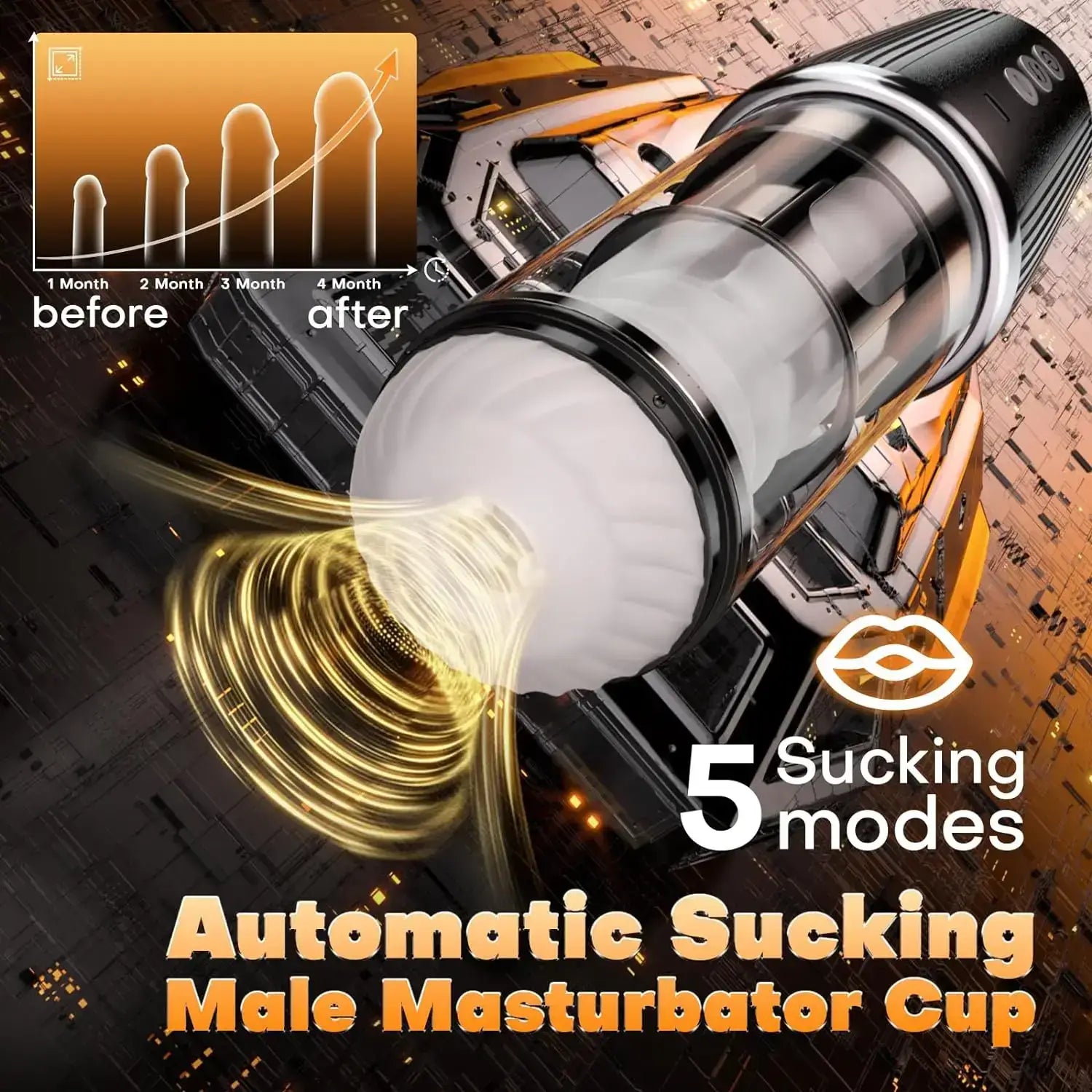 5 Rotating 5 Sucking 7 Vibrating Masturbator & Training 2 IN 1 Adult Toys