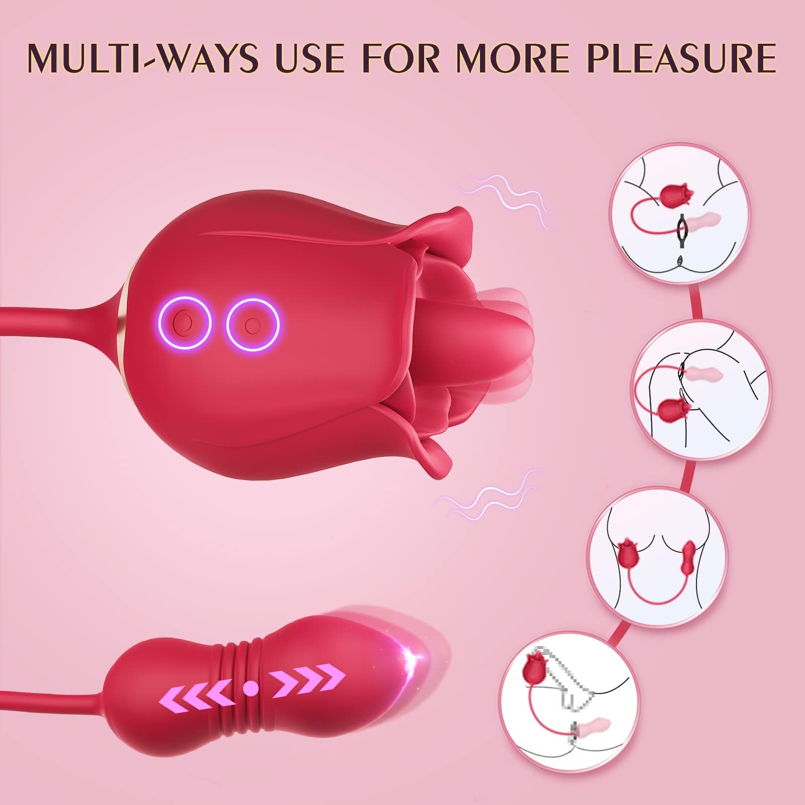 Aroselove - Rose Toy Vibrator Female Telescopic Egg Jumping Tongue Licker Sex Toys - Aroselove