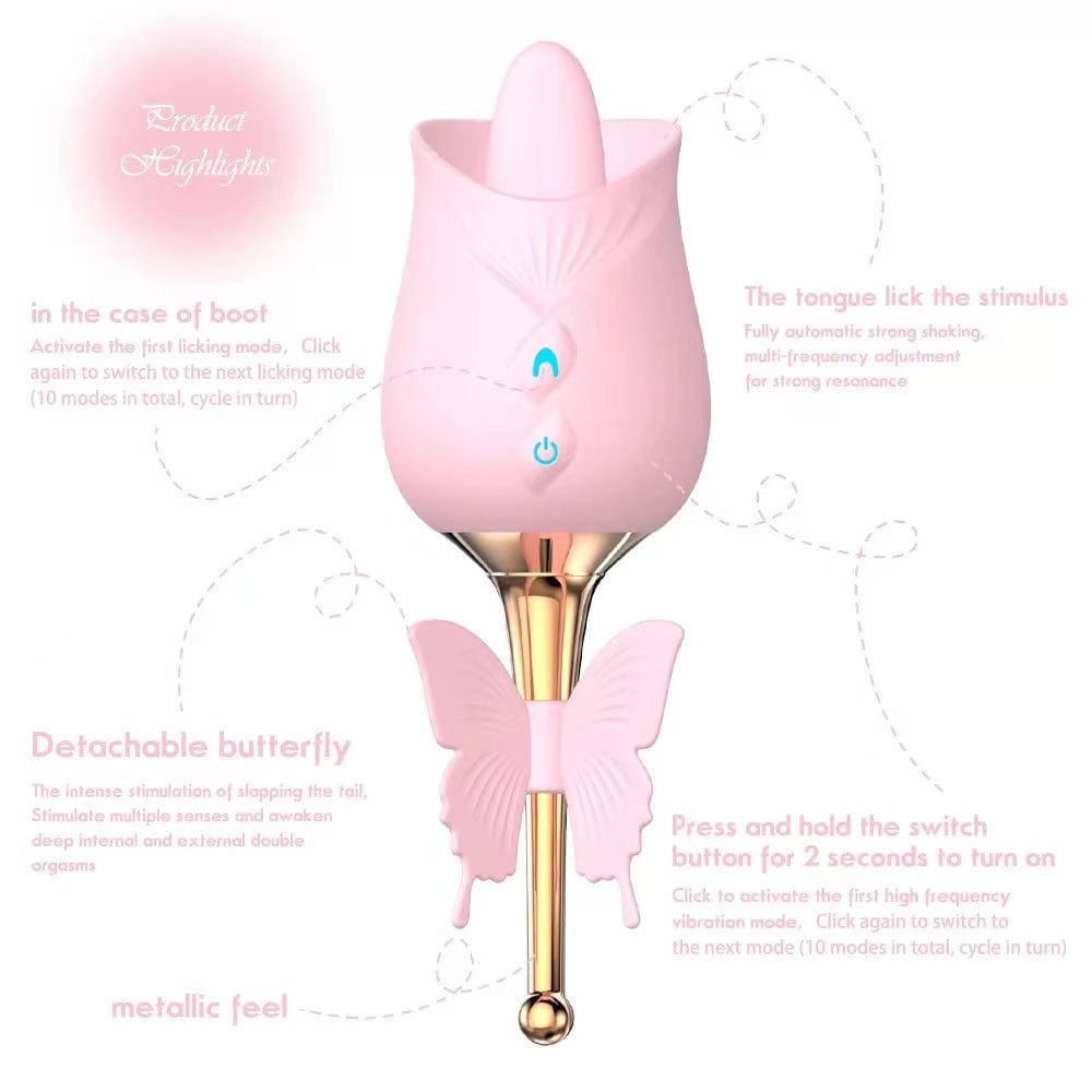 Aroselove - 10-Frequency Vibration Tongue Licking Rose Vibrator - Aroselove