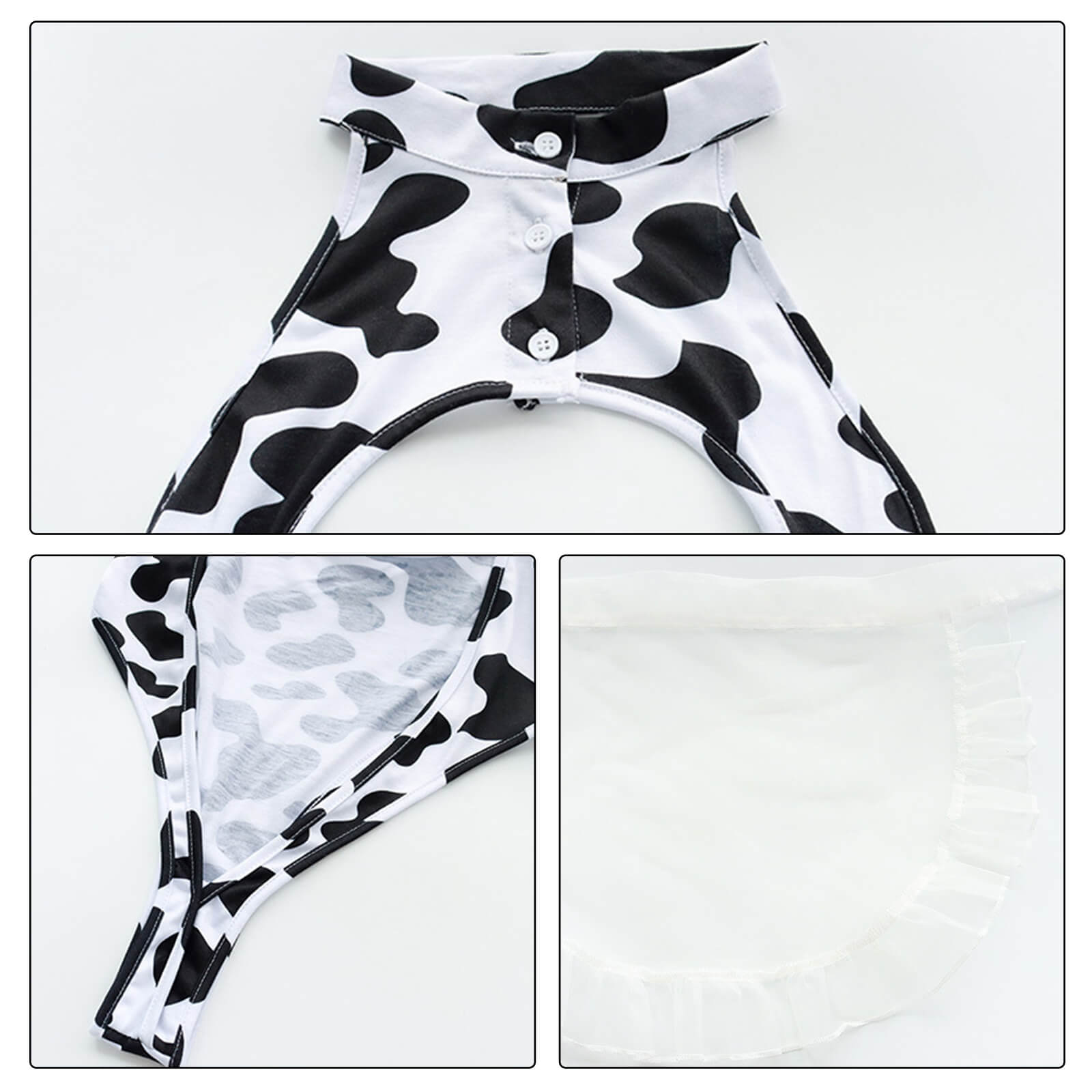 Sexy Cow Print Maid Anime Lingerie Lolita Japanese Hollow Out Cosplay Costume