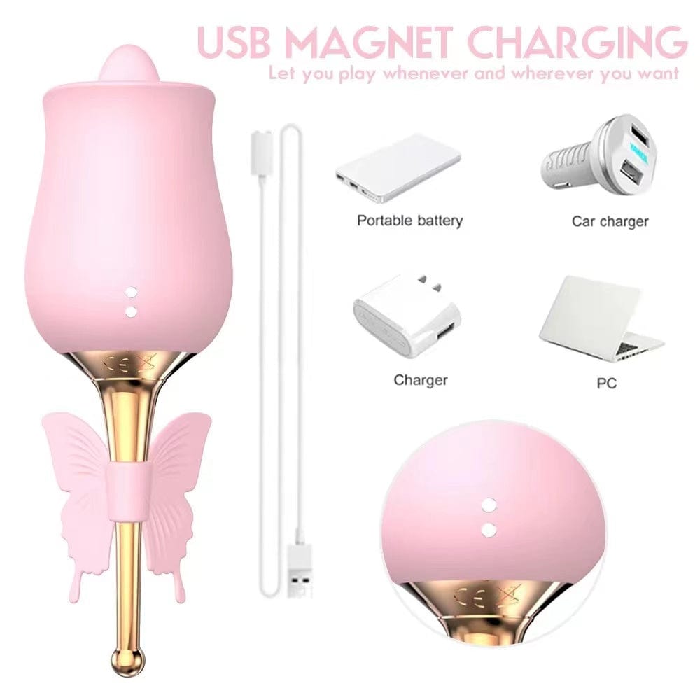 Aroselove - 10-Frequency Vibration Tongue Licking Rose Vibrator - Aroselove