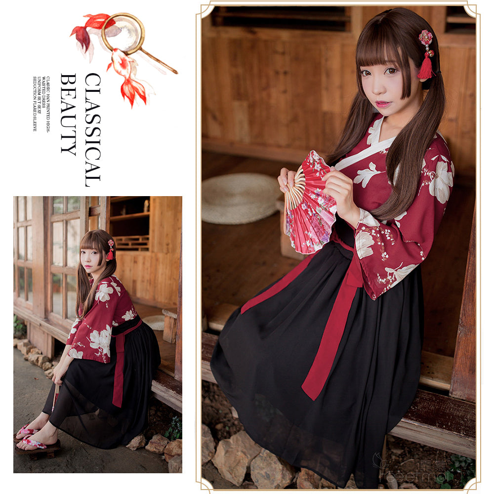 AROSELOVE Womens Traditional Chinese Lingerie Hanfu Dress Costume Lolita Anime Cosplay Kimono Outfit