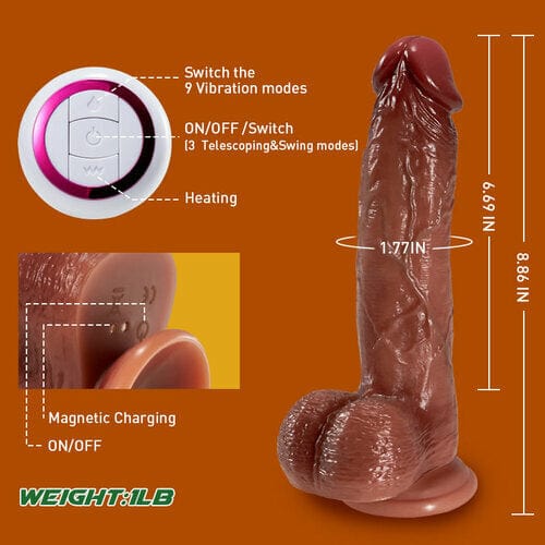 Aroselove - 9 Vibrating 3 Telescoping Swing Realistic Dildo Vibrator 8.86 Inch - Aroselove