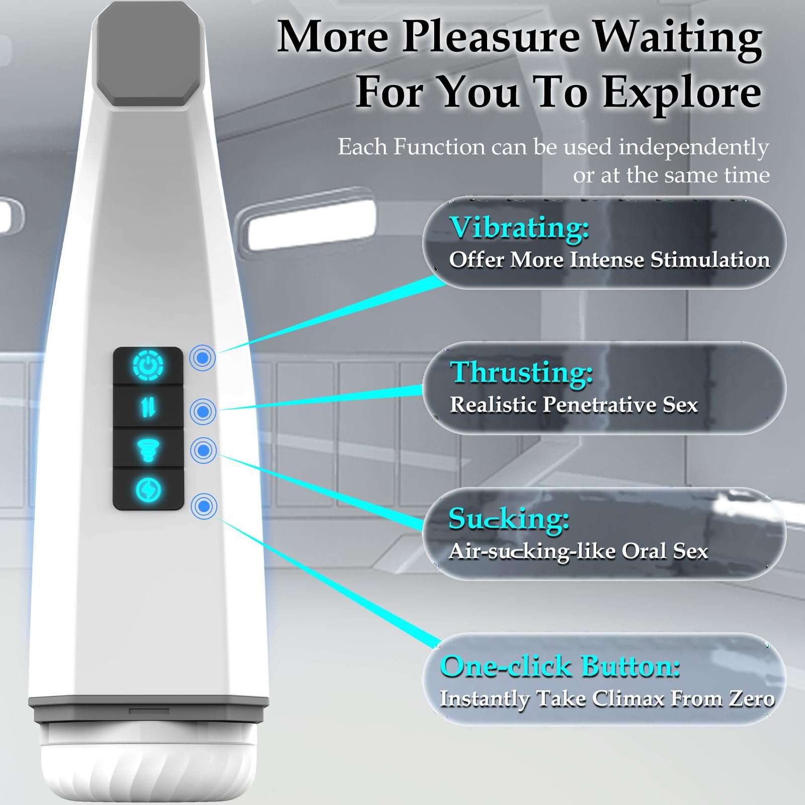 Aroselove - 007-¢ó Penis 4D Clip Suction Smart Real Voice Tongue Lick Male Masturbator Cup - Aroselove