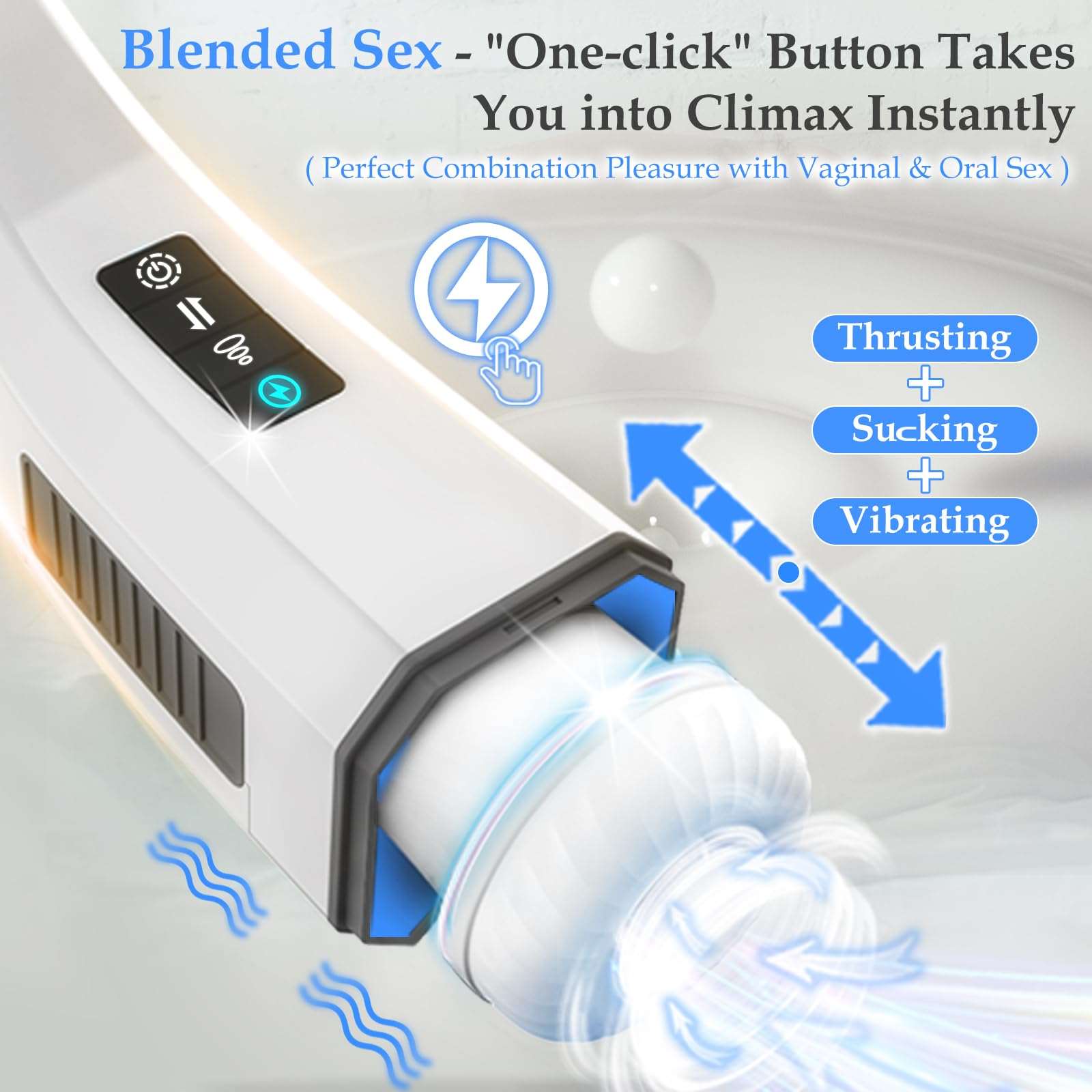 Aroselove - 007-¢ó Penis 4D Clip Suction Smart Real Voice Tongue Lick Male Masturbator Cup - Aroselove