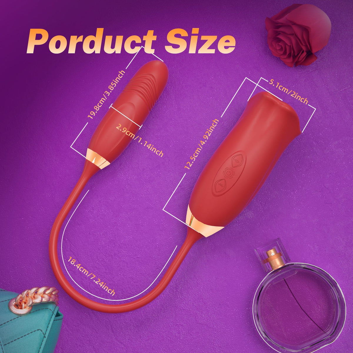 Aroselove - Rose Muncher Rose Kiss Tongue Vibrator With Thrusting Dildo Vibrator - Aroselove