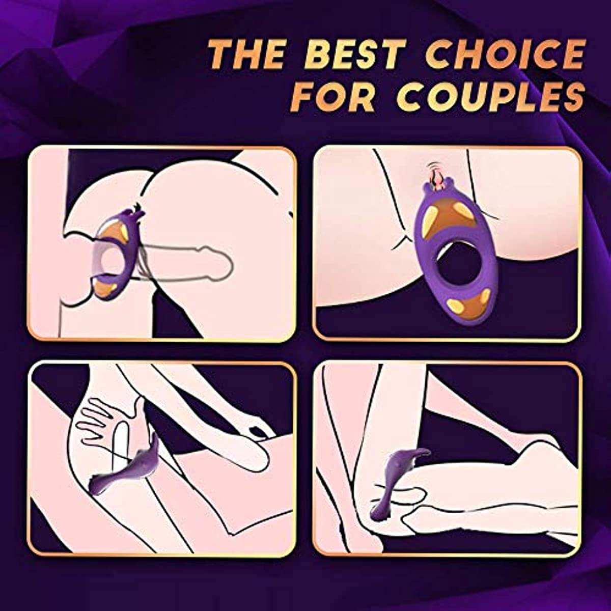 9 Vibrating Rabbit Purple Cock Ring For Couple Play