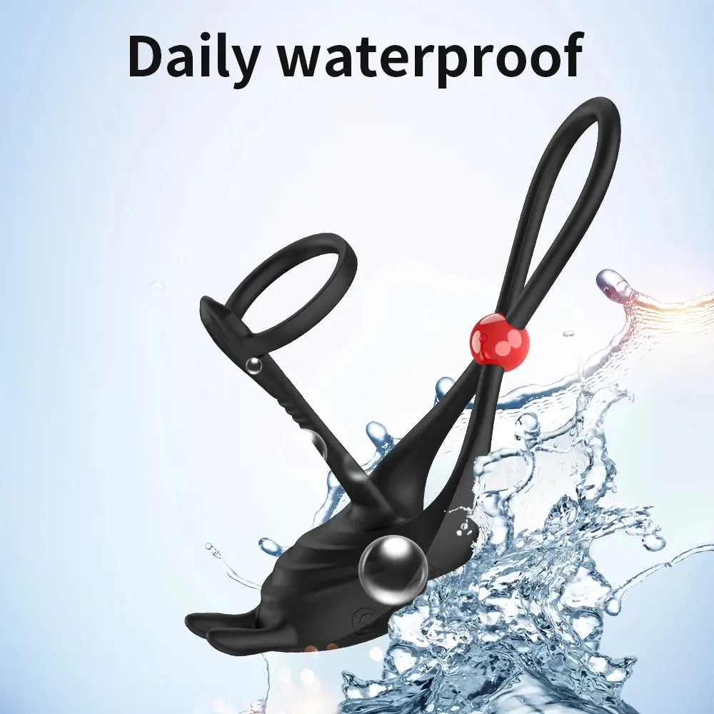 Adjustable Vibrating Dual Penis Ring Couples Shared Erection Rabbit Vibration