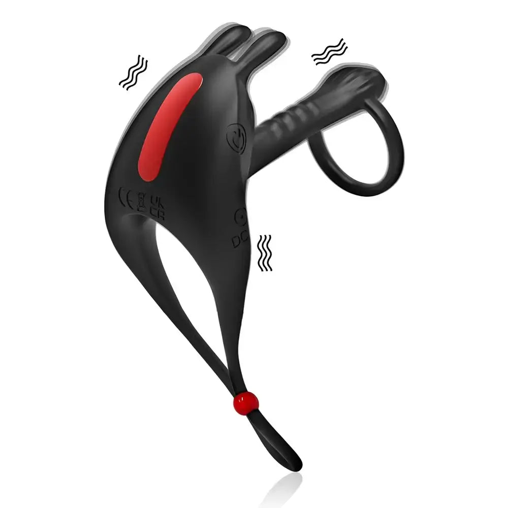 Adjustable Vibrating Dual Penis Ring Couples Shared Erection Rabbit Vibration