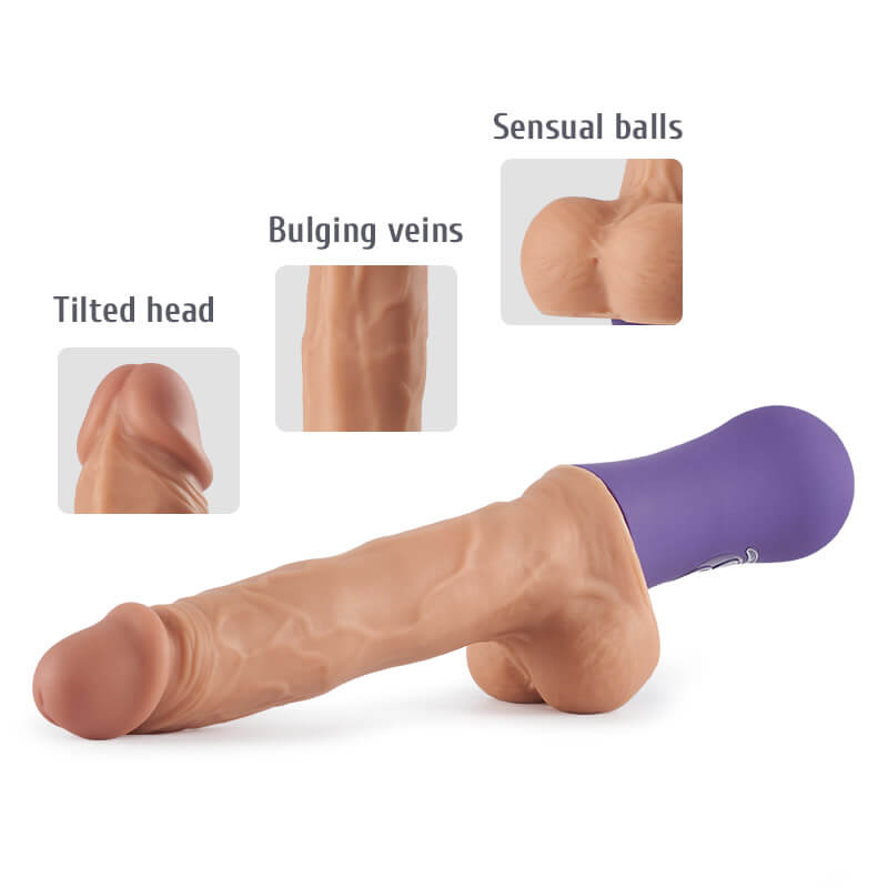 Alvira-10 Vibrating 6 Telescopic Modes Lifelike Thrusting Vibrating Silicone Realistic Dildo
