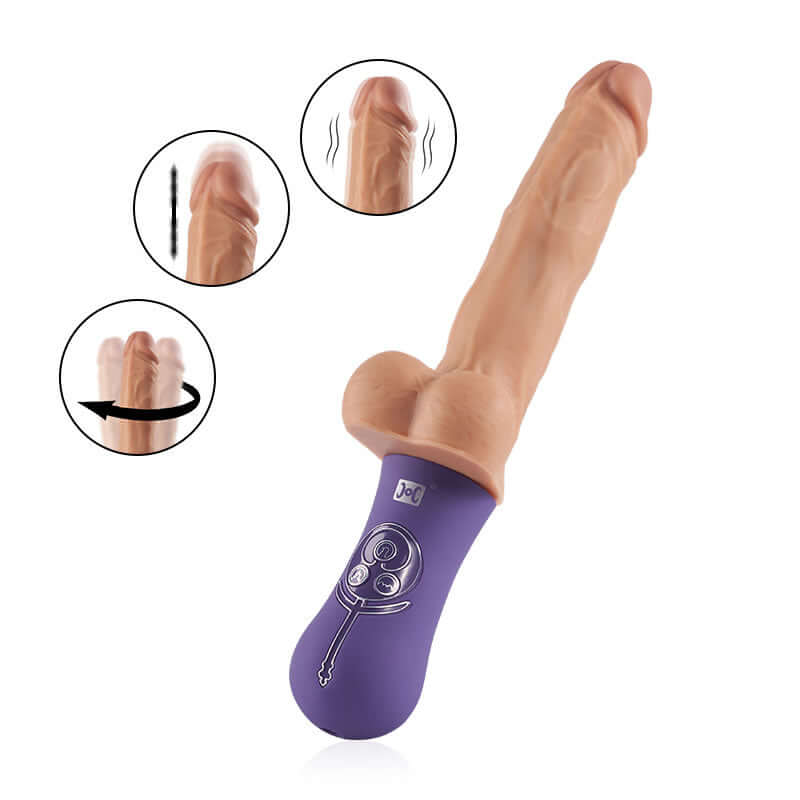 Alvira-10 Vibrating 6 Telescopic Modes Lifelike Thrusting Vibrating Silicone Realistic Dildo