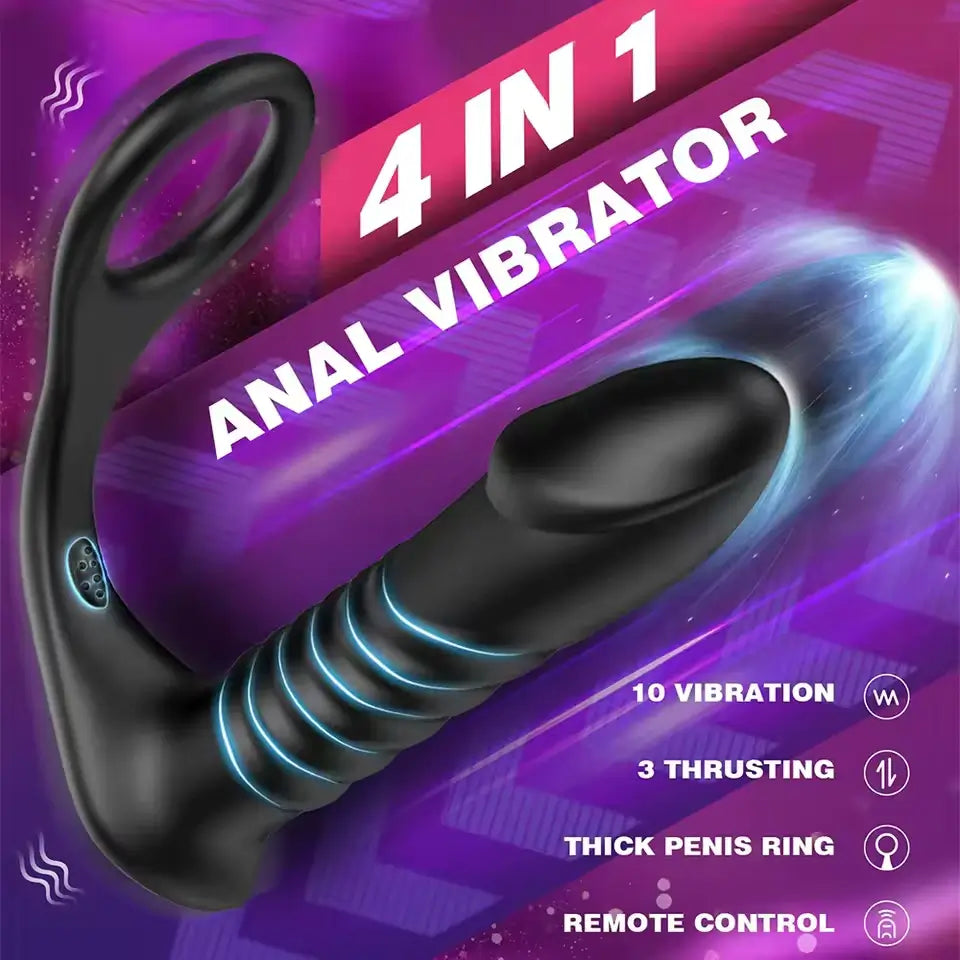 Arlo C 3 Thrusting 10 Vibrating Remote Control Cock Ring Anal Vibrator
