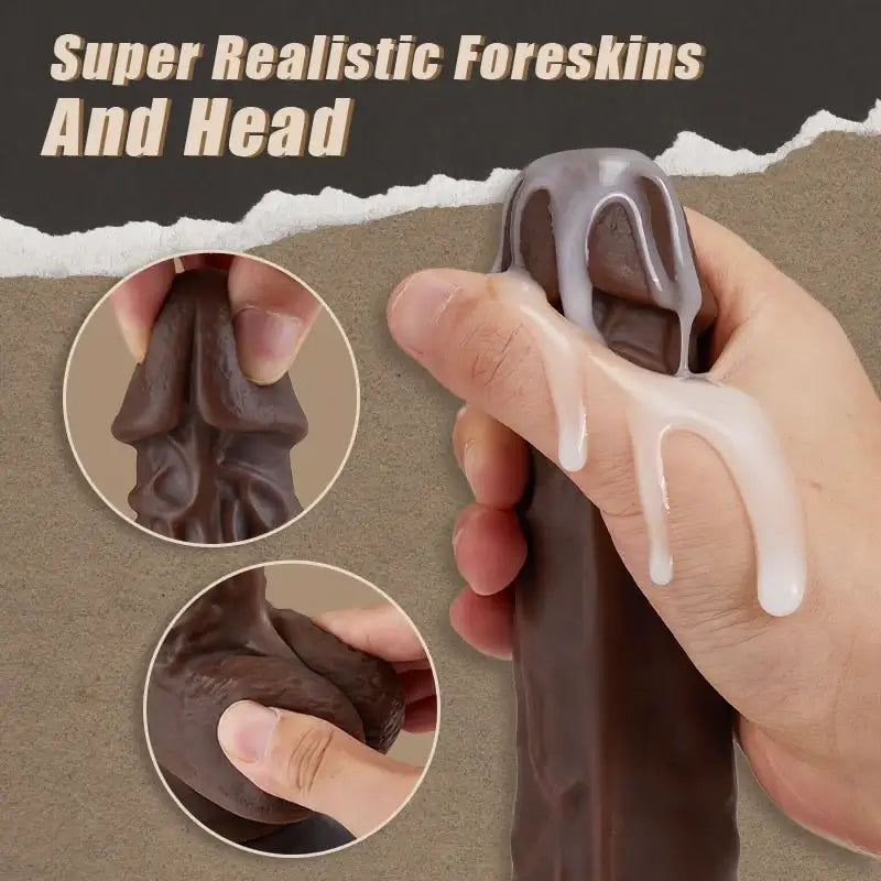 BBC LOVER Realistic 8 Thrusting Vibrating Heating Black Dildo with Remote Control 9.05 Inch