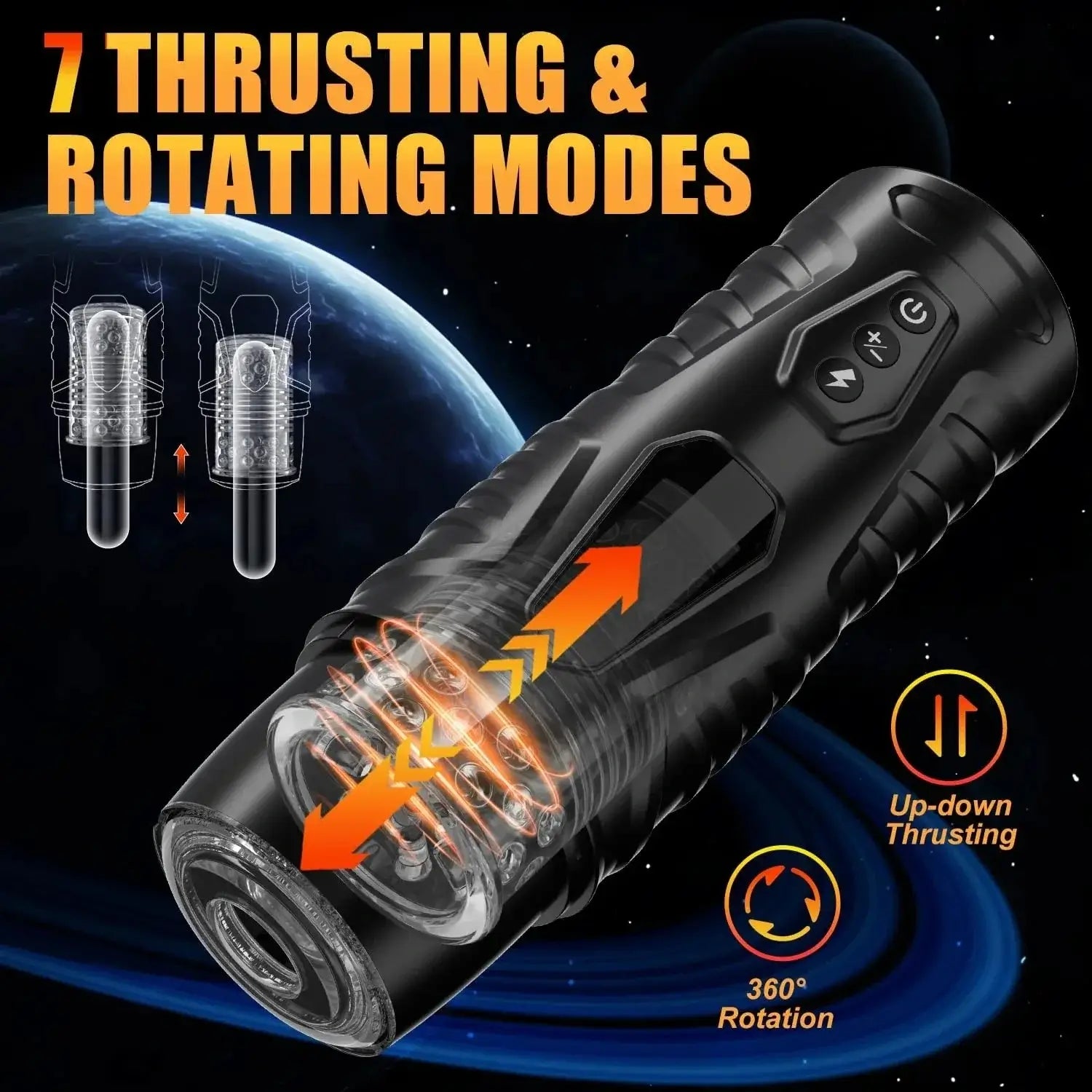 BLACK KNIGHT Automastic Thrusting & Rotating Male Masturbator Sex Toys