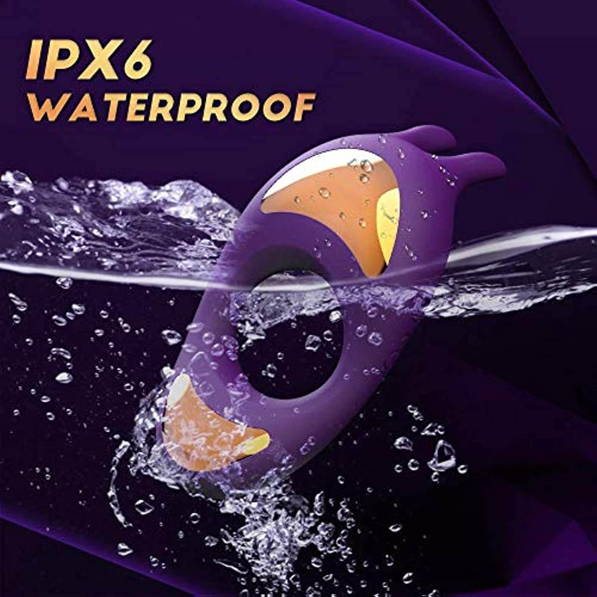 9 Vibrating Rabbit Purple Cock Ring For Couple Play