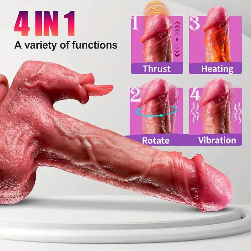 Don Juan – Vibrating Tongue Licking Heating 7 Thrusting & Swinging 10 Vibrating Lifelike Dildo 8.58 in