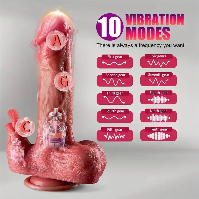 Don Juan – Vibrating Tongue Licking Heating 7 Thrusting & Swinging 10 Vibrating Lifelike Dildo 8.58 in