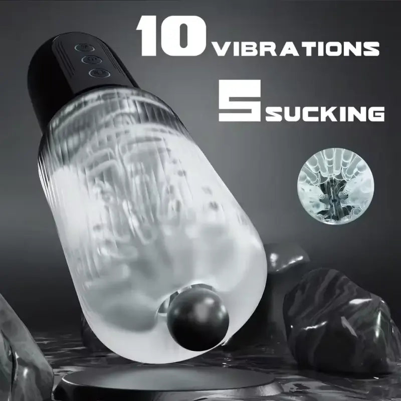 Papliss Dual Vibrating Eggs 5 Sucking 10 Vibrating Deep Throat Masturbator