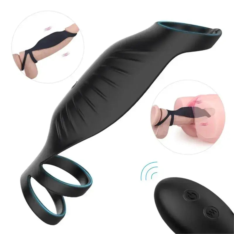 Duke C Vibrating Penis Sleeve Cock Ring with Remote Control