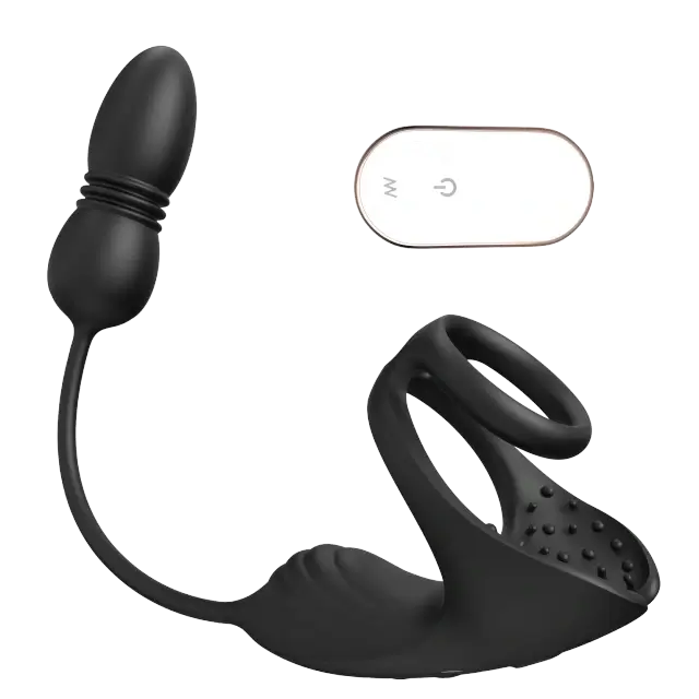 Egbert 9 Thrusting & Vibrating Prostate Massager with Dual Cocking Rings Testicular Stimulator