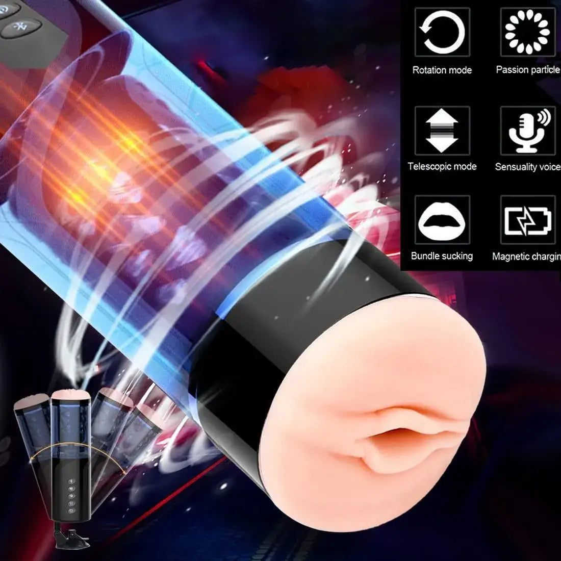 Enduro – 6 Bi-Directional Telescopic Rotation Masturbator with Suction Base