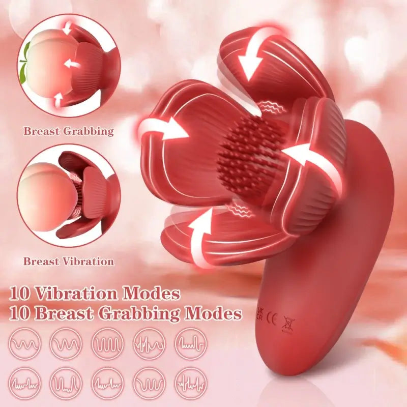 Floralease 10 Vibration & Fully Covering Grabbing Vibrator Nipple Toys
