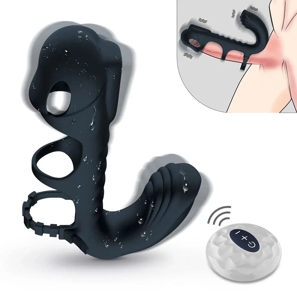 Lucifer C Dual Motor 7 Vibrating Penis Sleeve and Vibrator 2-in-1 Adult Toy
