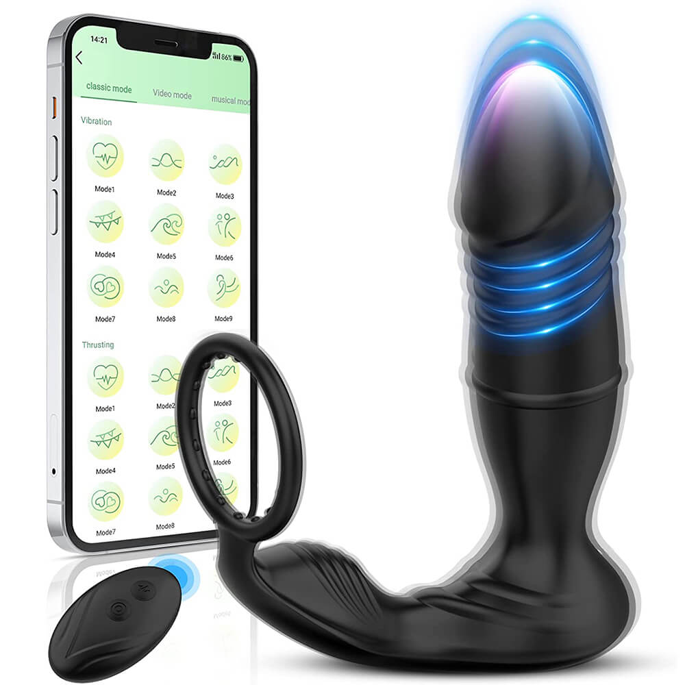 Mason-APP/Controller & 9-Telescopic /Vibration & Cock Rings Prostate Massager