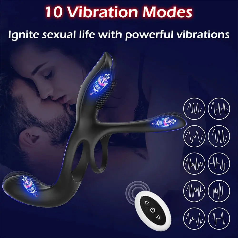 Maxwell 9 Vibration Couple Vibrator Penis Ring for Perineum C-spot G-spot Stimulation