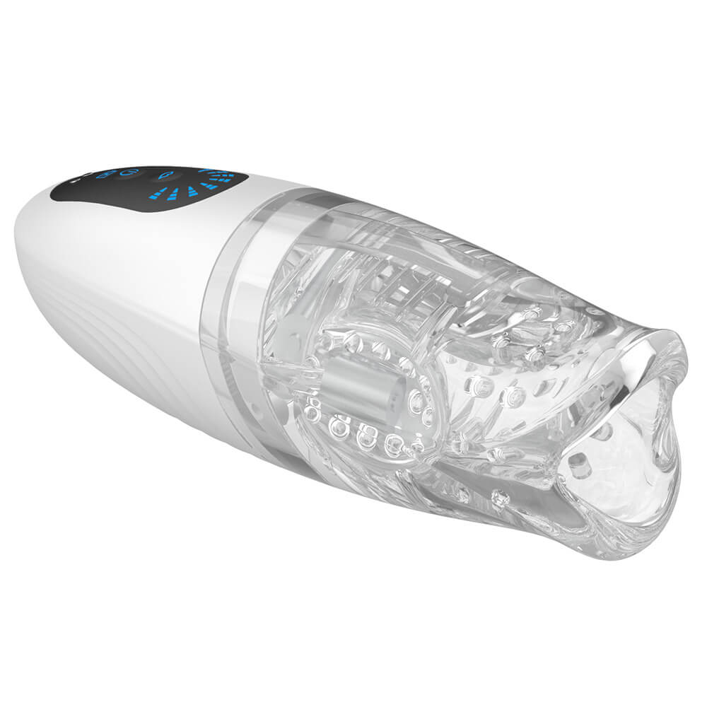 Mimao – Clamping Vibrating White Handle Clear Liner Masturbator