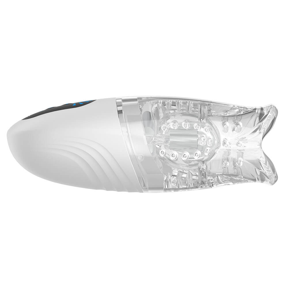 Mimao – Clamping Vibrating White Handle Clear Liner Masturbator