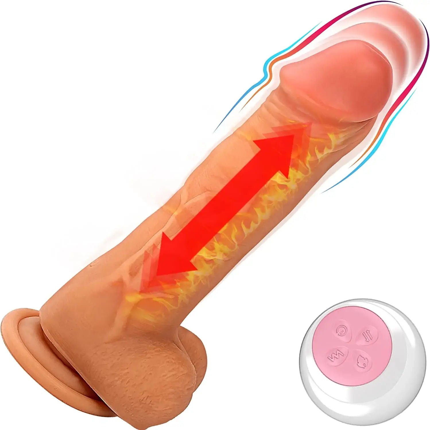 Myles – 7 Vibrating Thrusting & Heating Realistic G-spot Clitoral Anal Stimulator & Hands-Free Dildo